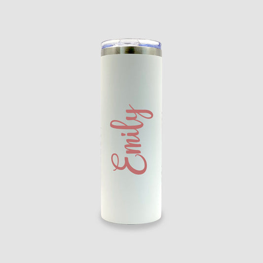 White Stainless Steel Skinny Personalized Tumbler2