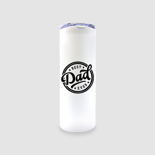 20oz White Stainless Steel Skinny Best Dad Ever Tumbler