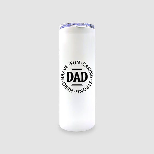 20oz White Stainless Steel Skinny Dad Tumbler