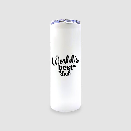 20oz White Stainless Steel Skinny World's Best Dad Tumbler