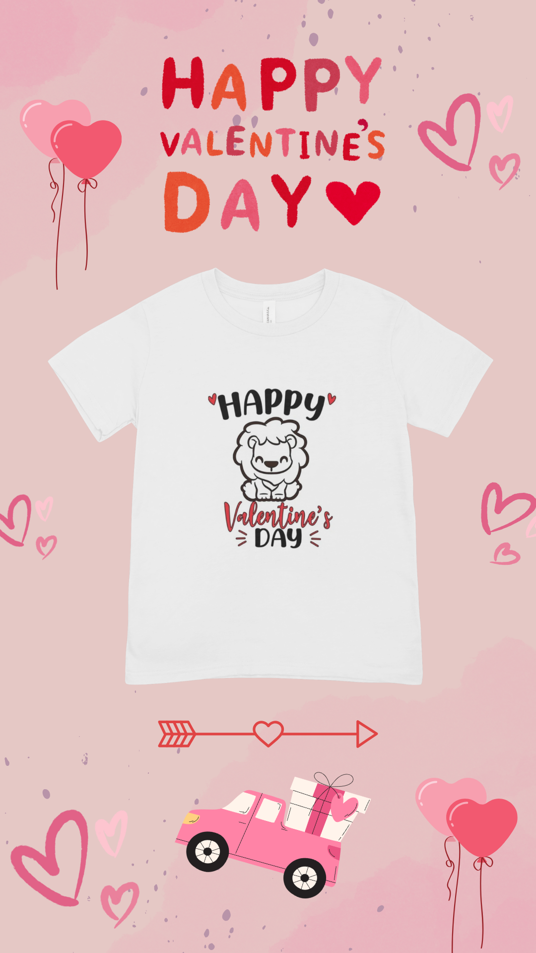 Short Sleeve "Happy Valentine's Day" {Lion)