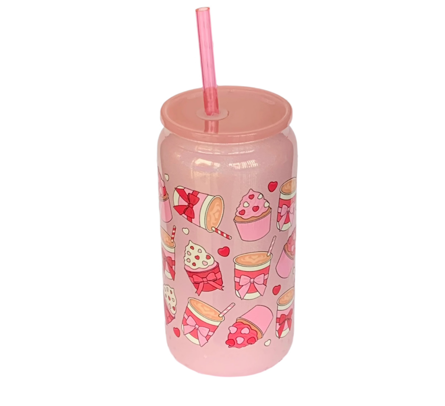 Light Pink Glass Cup - Cupcakes