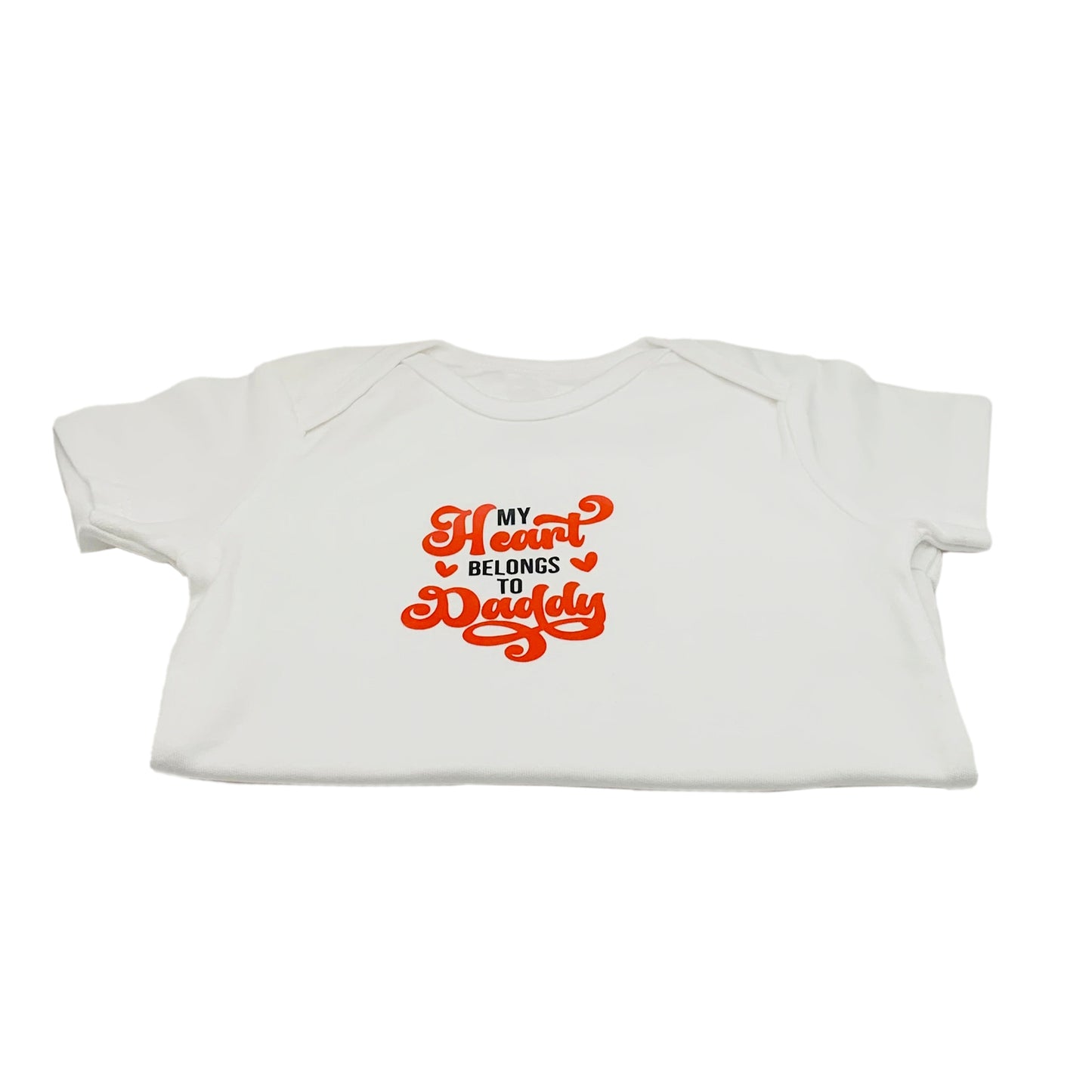 Short sleeve baby bodysuit (White) - My Heart Belongs to Daddy