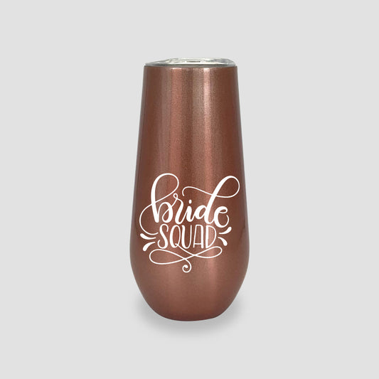 Champagne Tumbler Golden Rose 6oz. "Bride Squad"