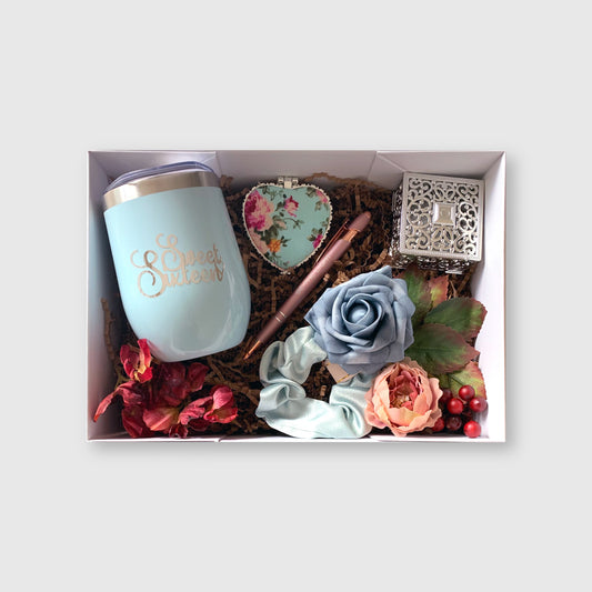 Blue Sweet 16 Gift Box with Wine Tumbler