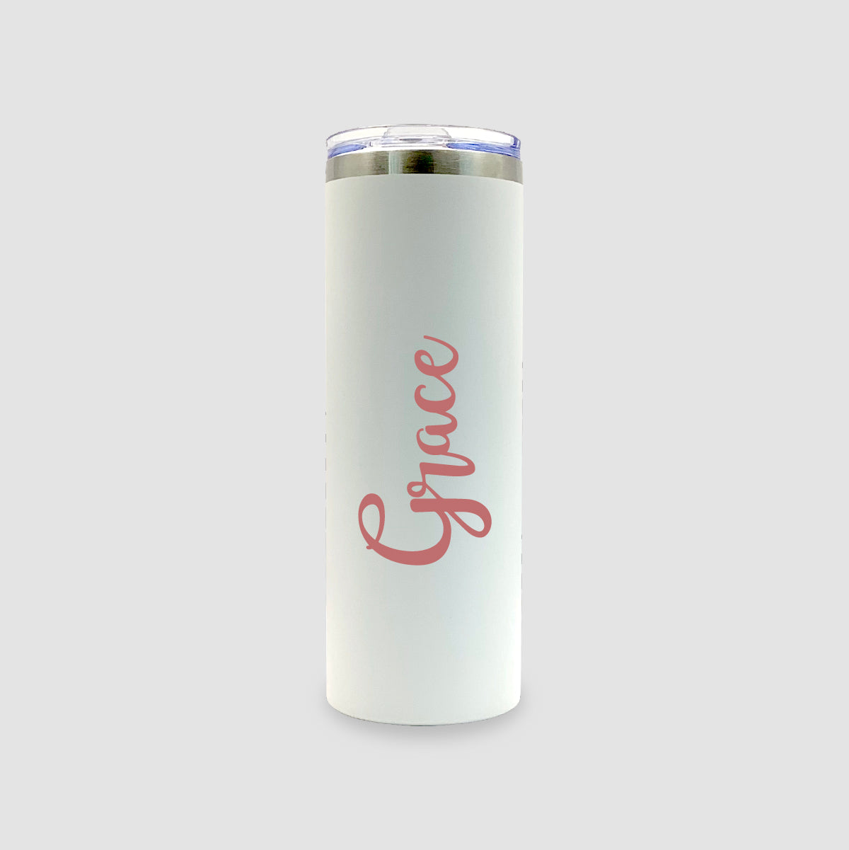 White Stainless Steel Skinny Personalized Tumbler3