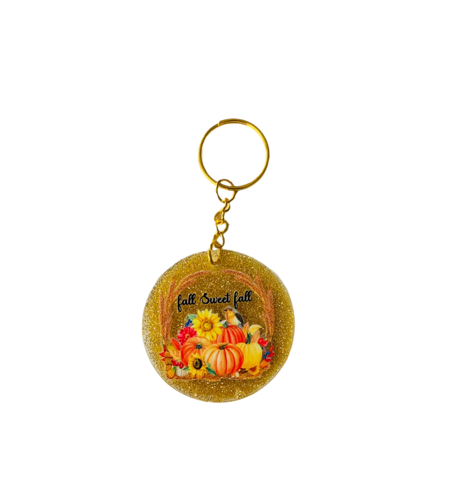 Gold glitter Acrylic Key Chain - Fall, Sweet Fall