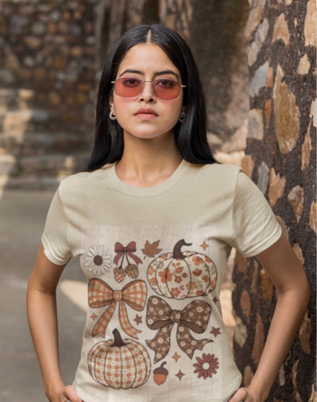 Short Sleeve T-shirt "Bows and Pumpkins" (Fall Edition)