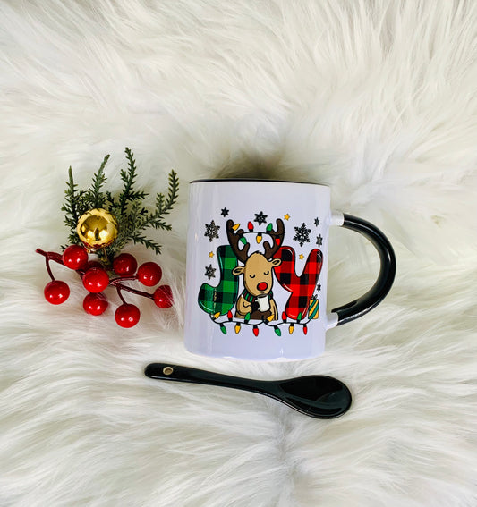 11oz Christmas Mug - Reindeer "Joy" (Black)