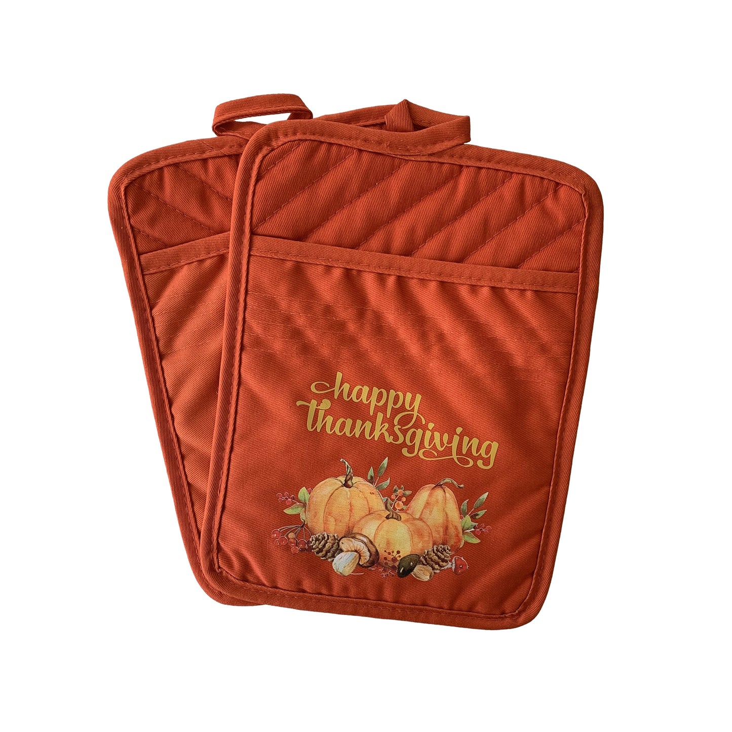 Pot Holders - Happy Thanksgiving (Orange)