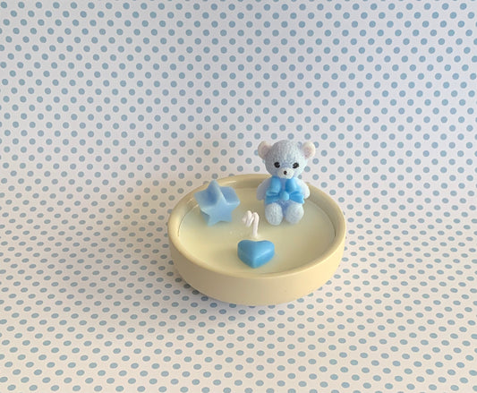 Blue teddy bear candle