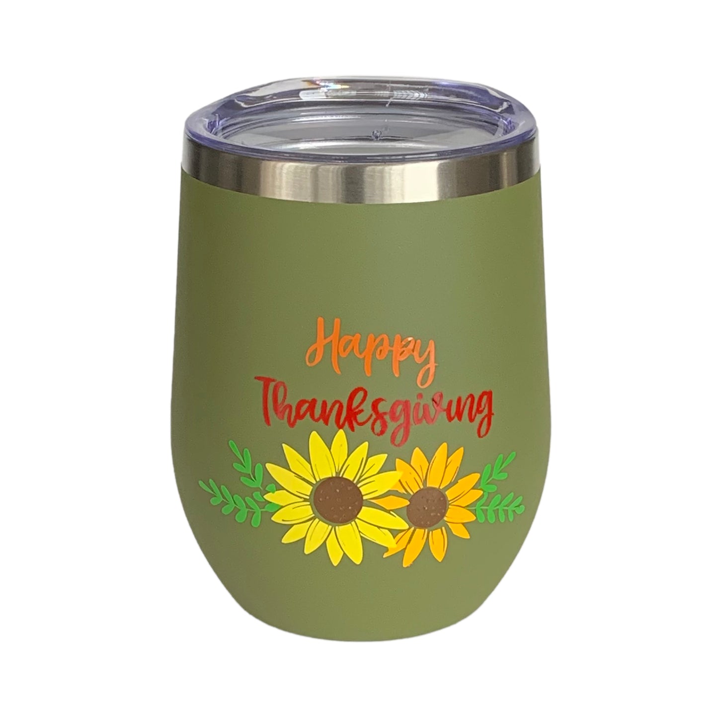 Army Green Wine Tumbler - Happy Thanksgiving