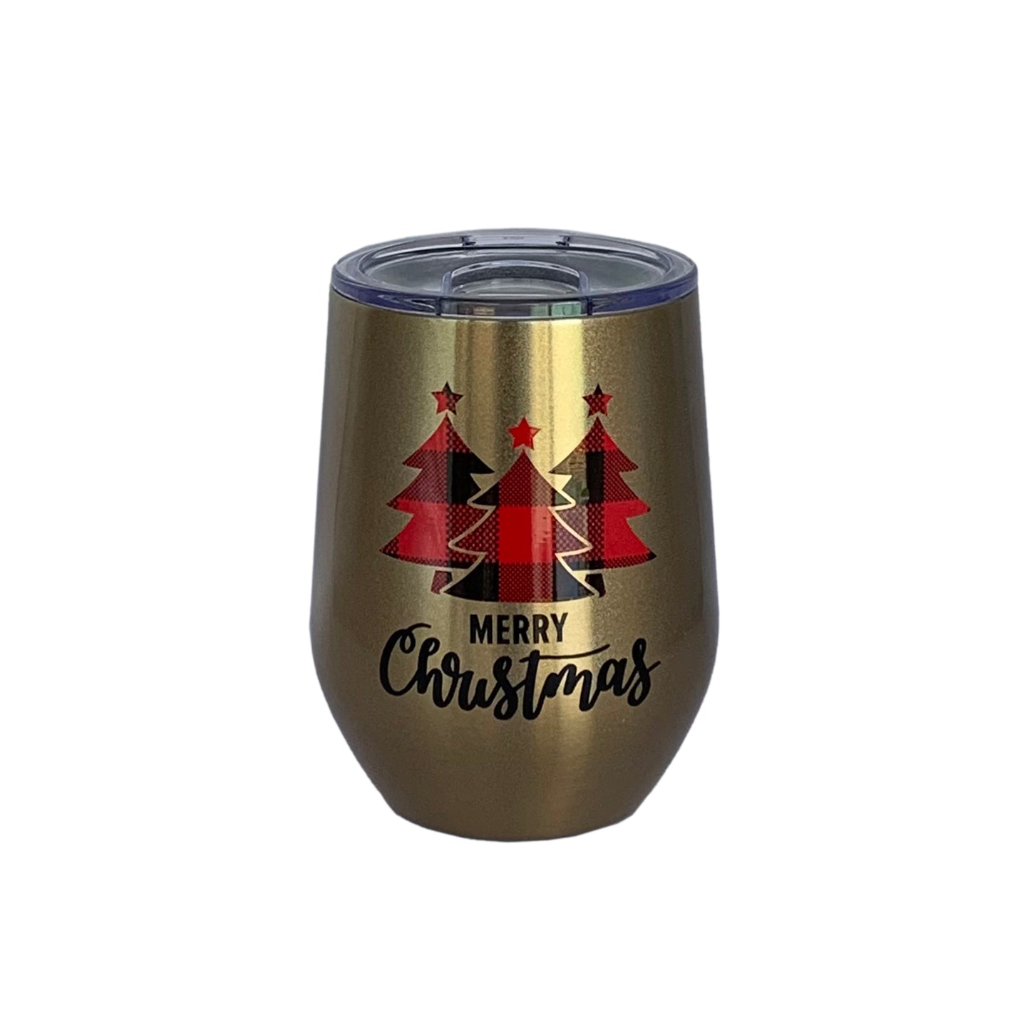 Golden Wine Tumbler - Merry Christmas