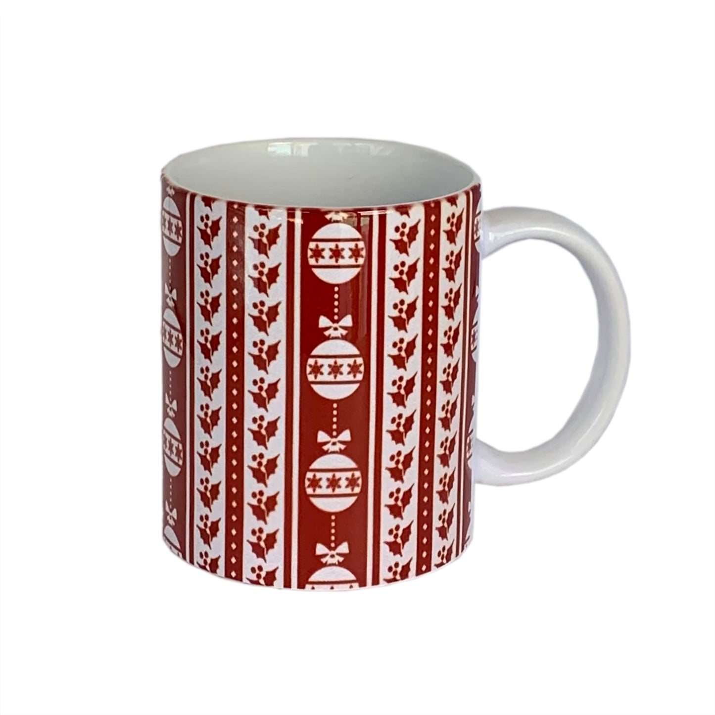 12oz Christmas Mug - In red with ornaments