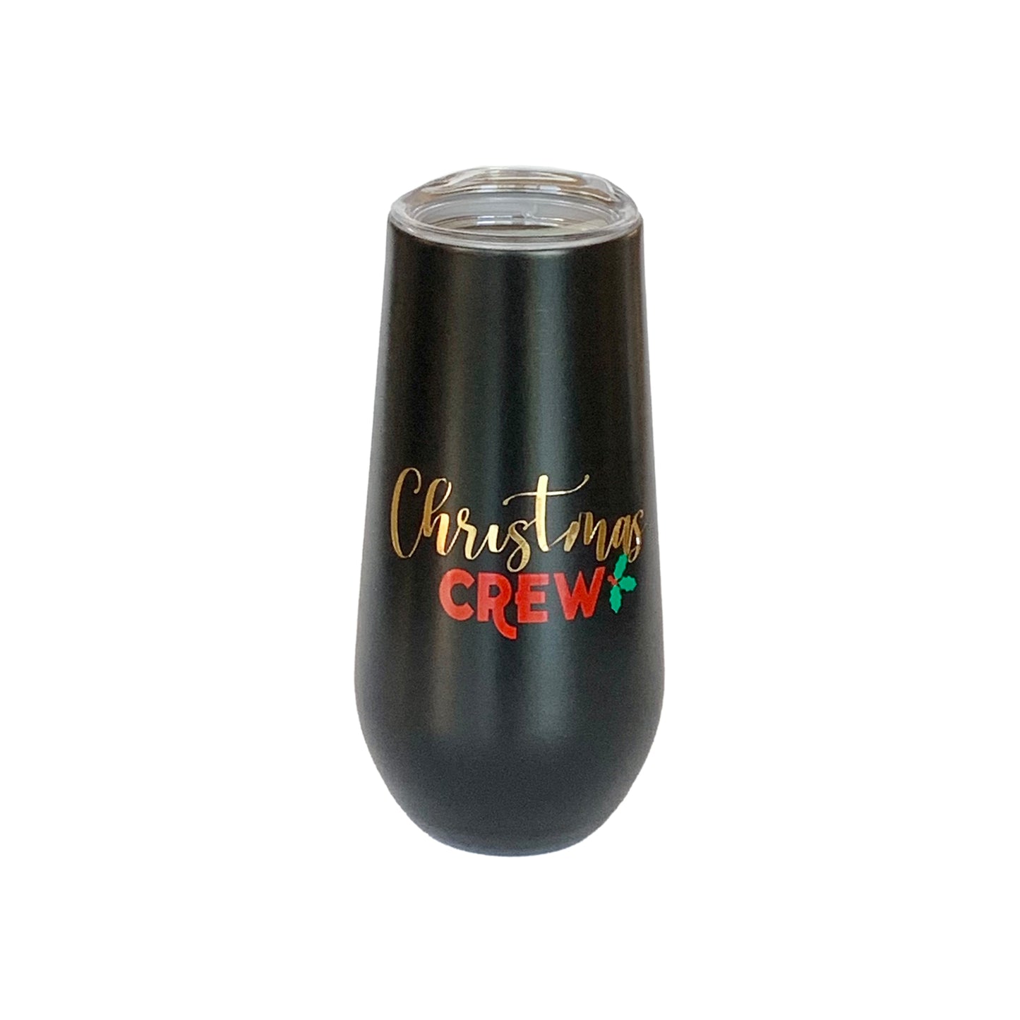 Black Champagne Tumbler 6oz. "Christmas Crew"