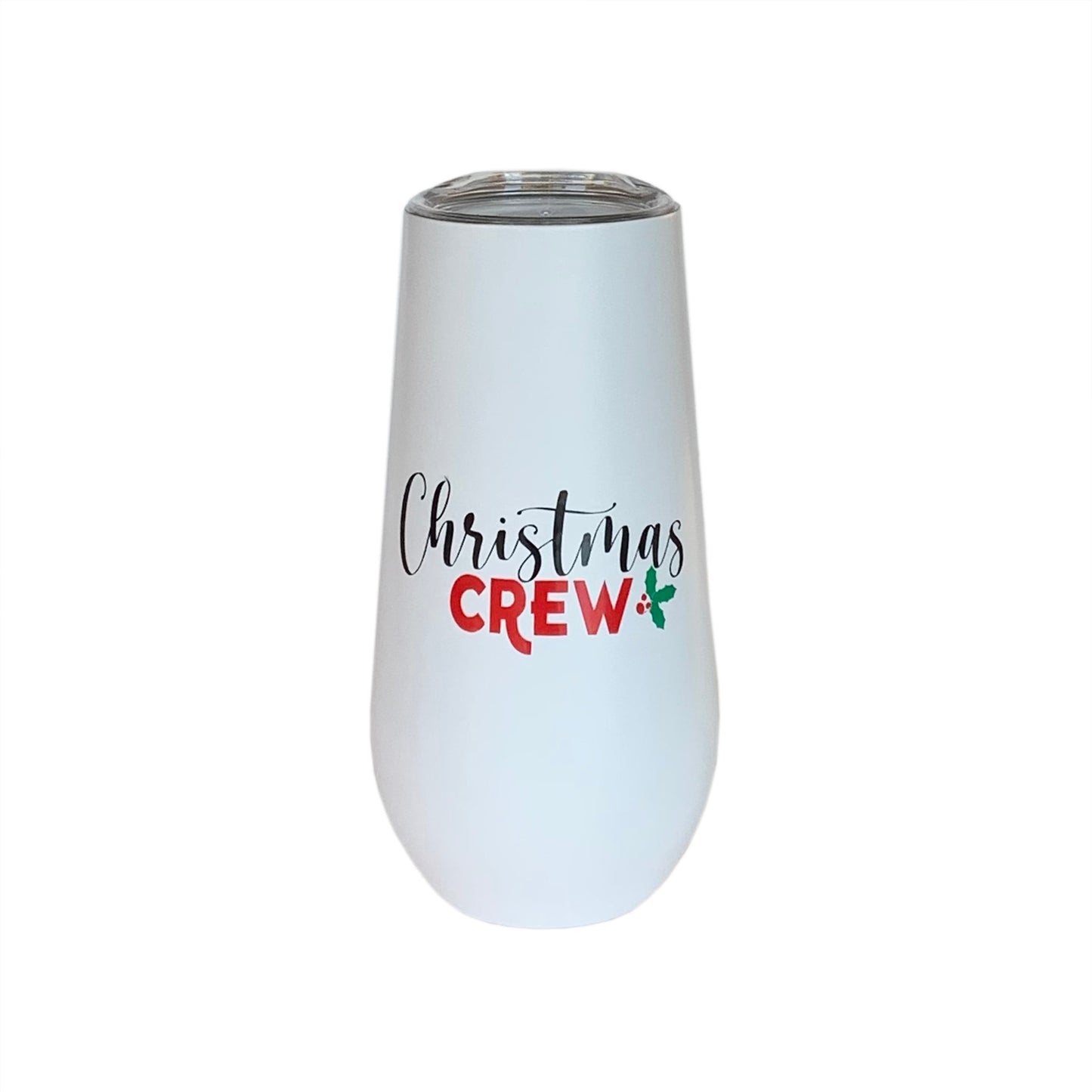 White Champagne Tumbler 6oz. "Christmas Crew"