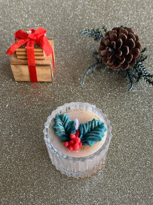 Christmas leaves in a crystal base - Christmas Edition