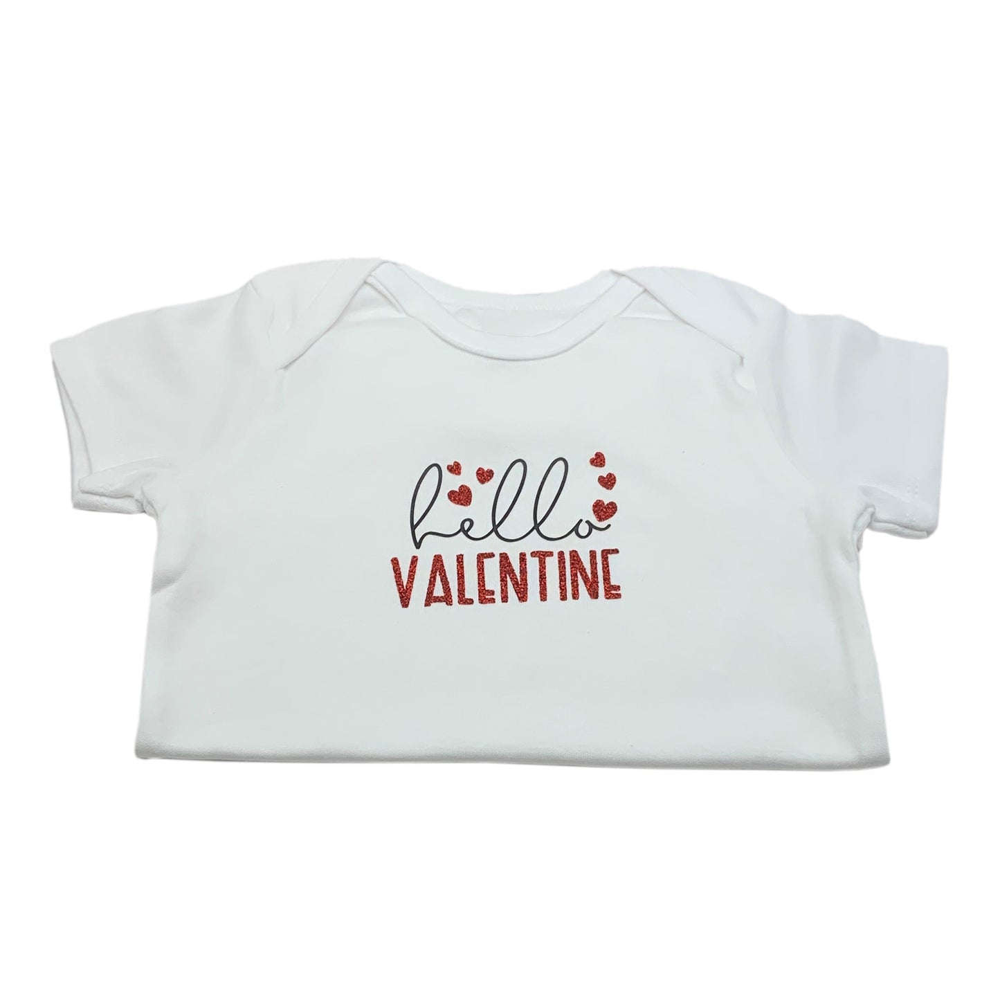 Short sleeve baby bodysuit (White) - Hello Valentine