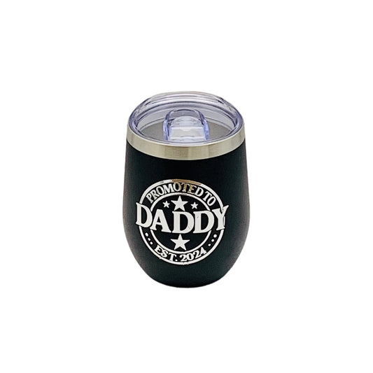 Black Wine Tumbler - Promoted to Daddy