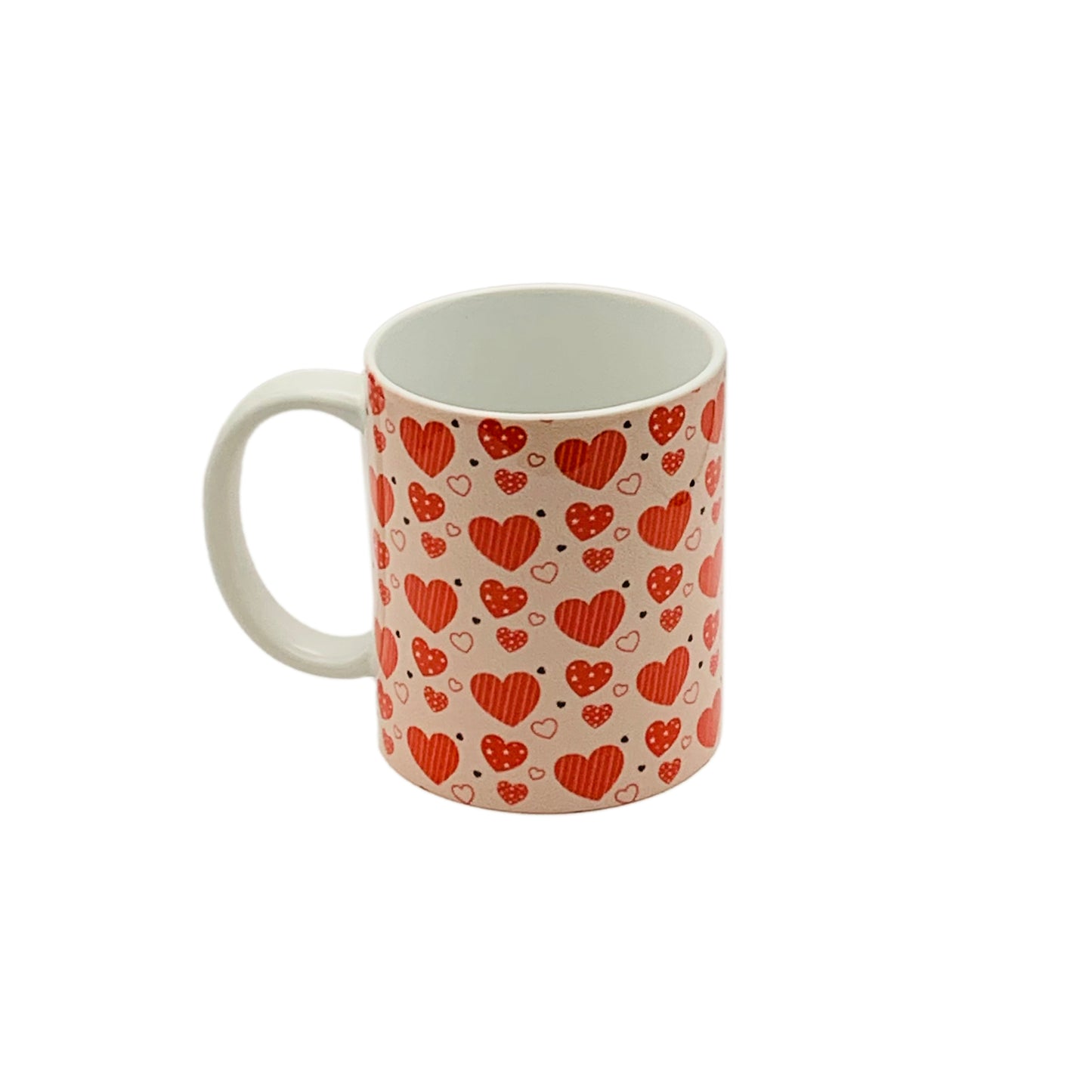 12oz Pink Mug with red hearts