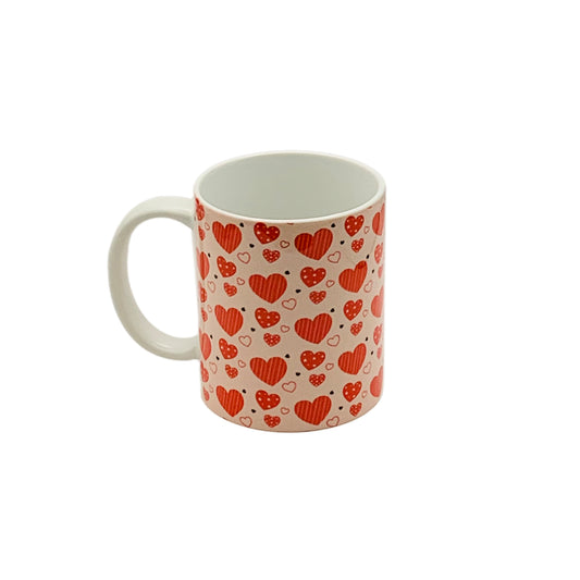 12oz Pink Mug with red hearts