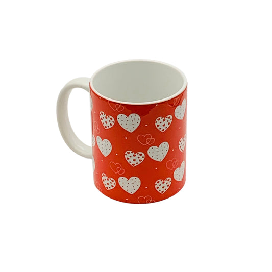 12oz Red Mug with hearts
