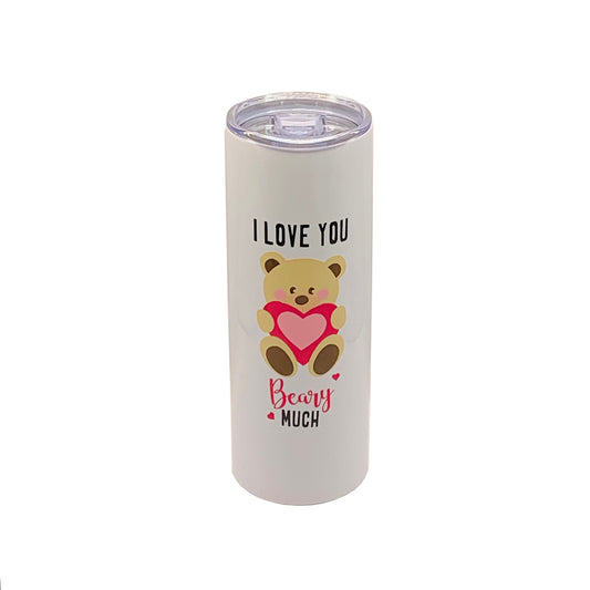 20oz White Stainless Steel Tumbler - I love you beary much