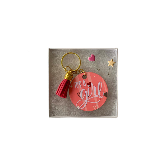 Pink Acrylic Key Chain - It's a Girl