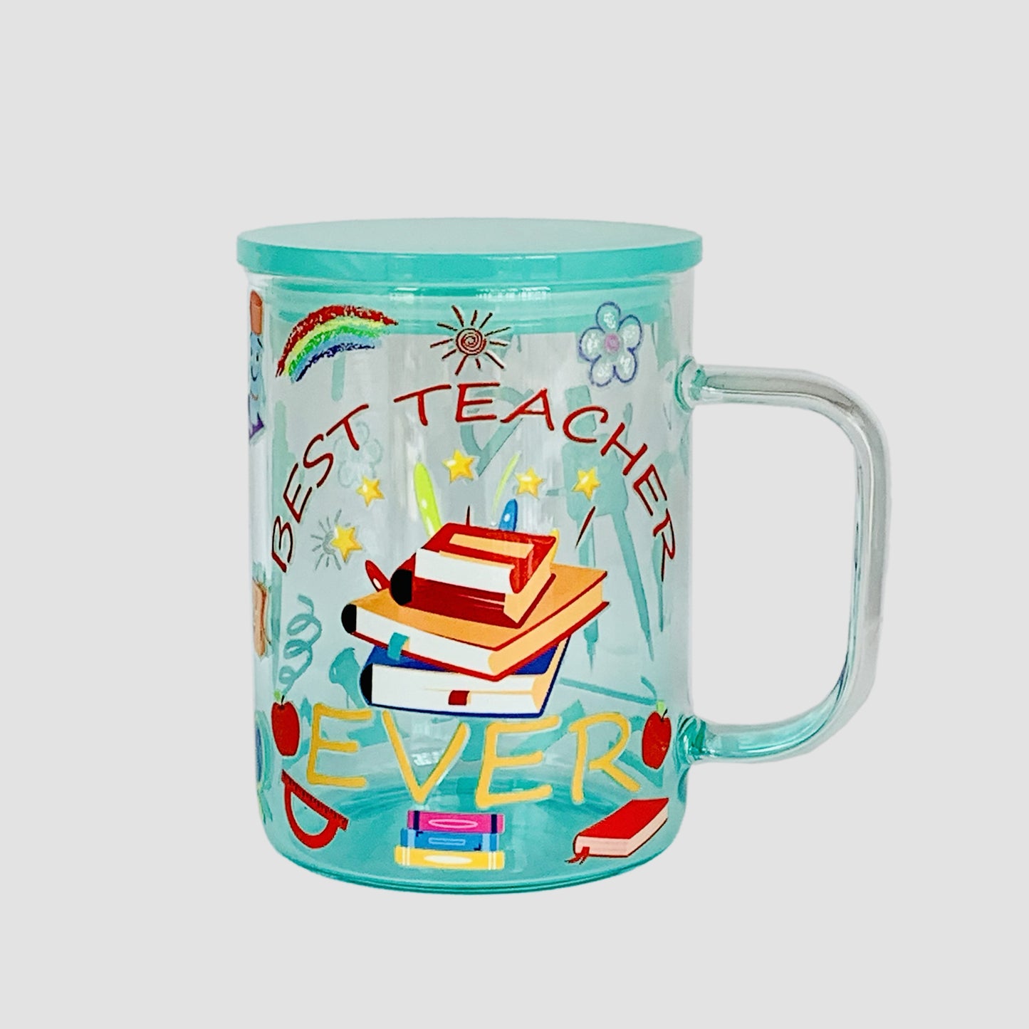 Green Glass Mug - "Best Teacher Ever"