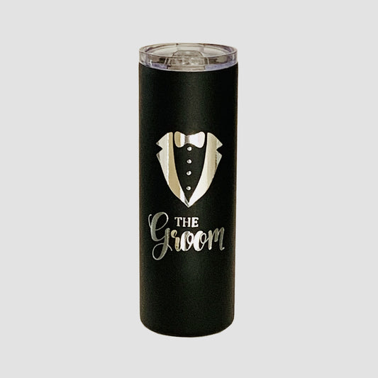 20oz Black Skinny Tumbler - "The Groom"