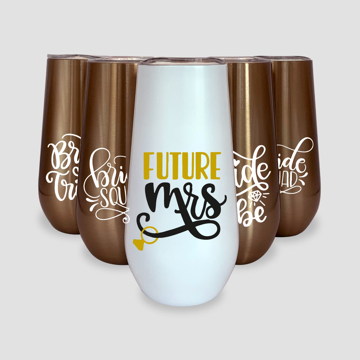 5 Pack Bridal Champagne Tumbler Gold 6oz/Future Mrs.