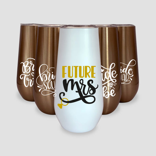 5 Pack Bridal Champagne Tumbler Gold 6oz/Future Mrs.