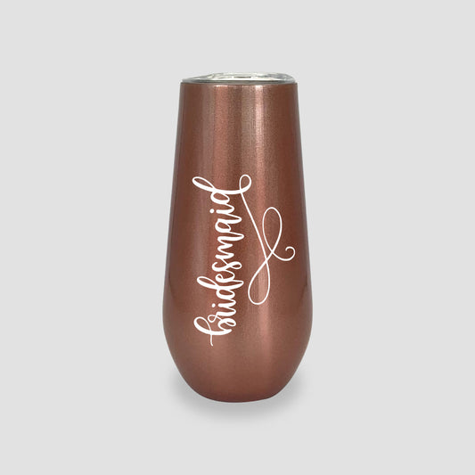 Champagne Tumbler Golden Rose 6oz. "Bridesmaid"